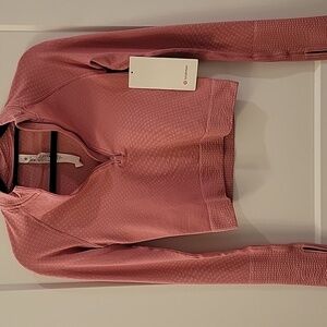 Lululemon Rest Less Cropped 1/2 Zip size 2 Grid Warp Pink Blossom/Sugar Pink